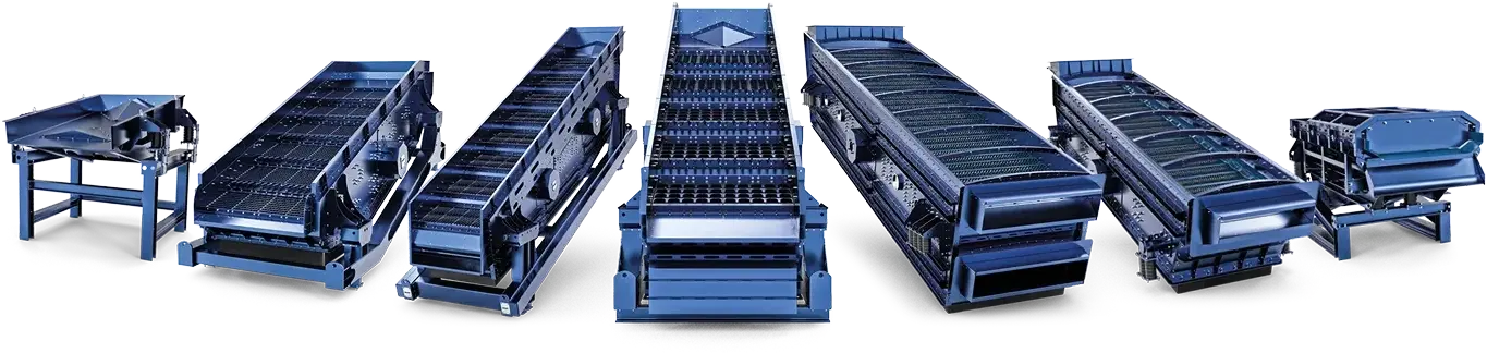 Various blue screening machines in a row, compatible with MODUL6 RZ.