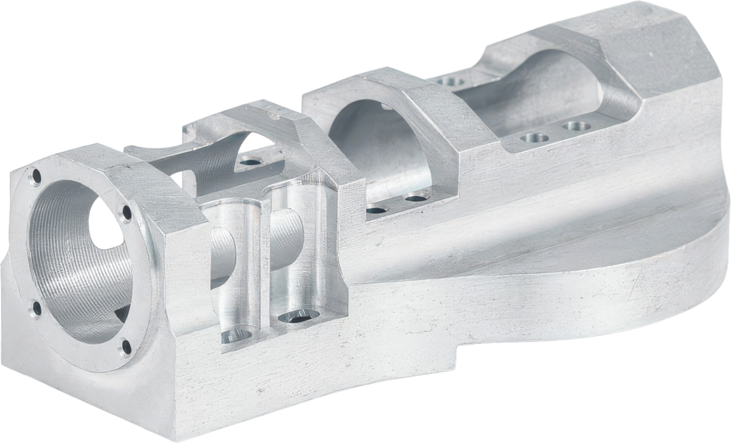 Precision-machined metal part produced by CNC machining.
