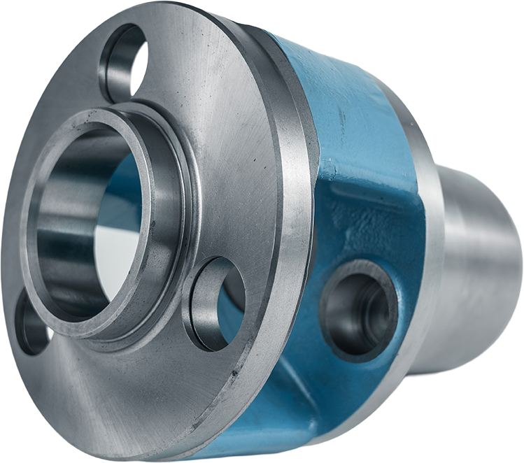Metal machine part with a blue coating