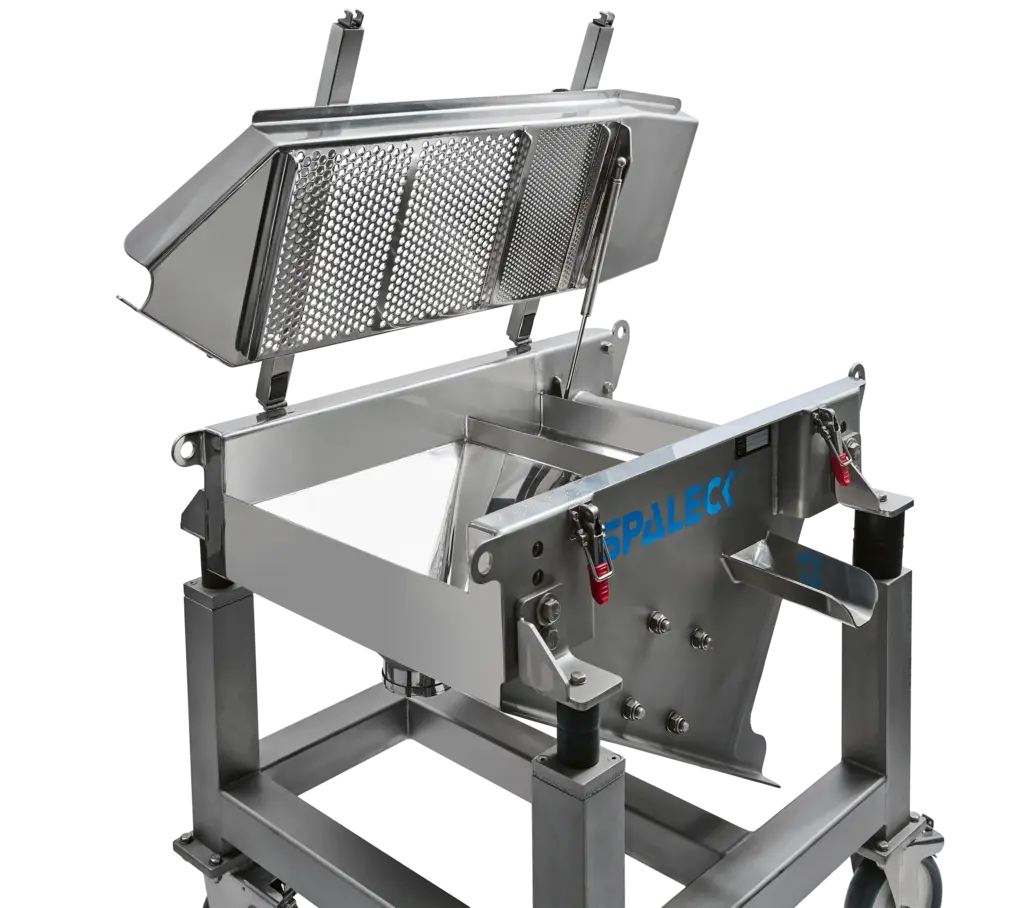 Screening machine for quality control screening in granular production—shown here in the ComfortLINE design for optimal cleaning and handling