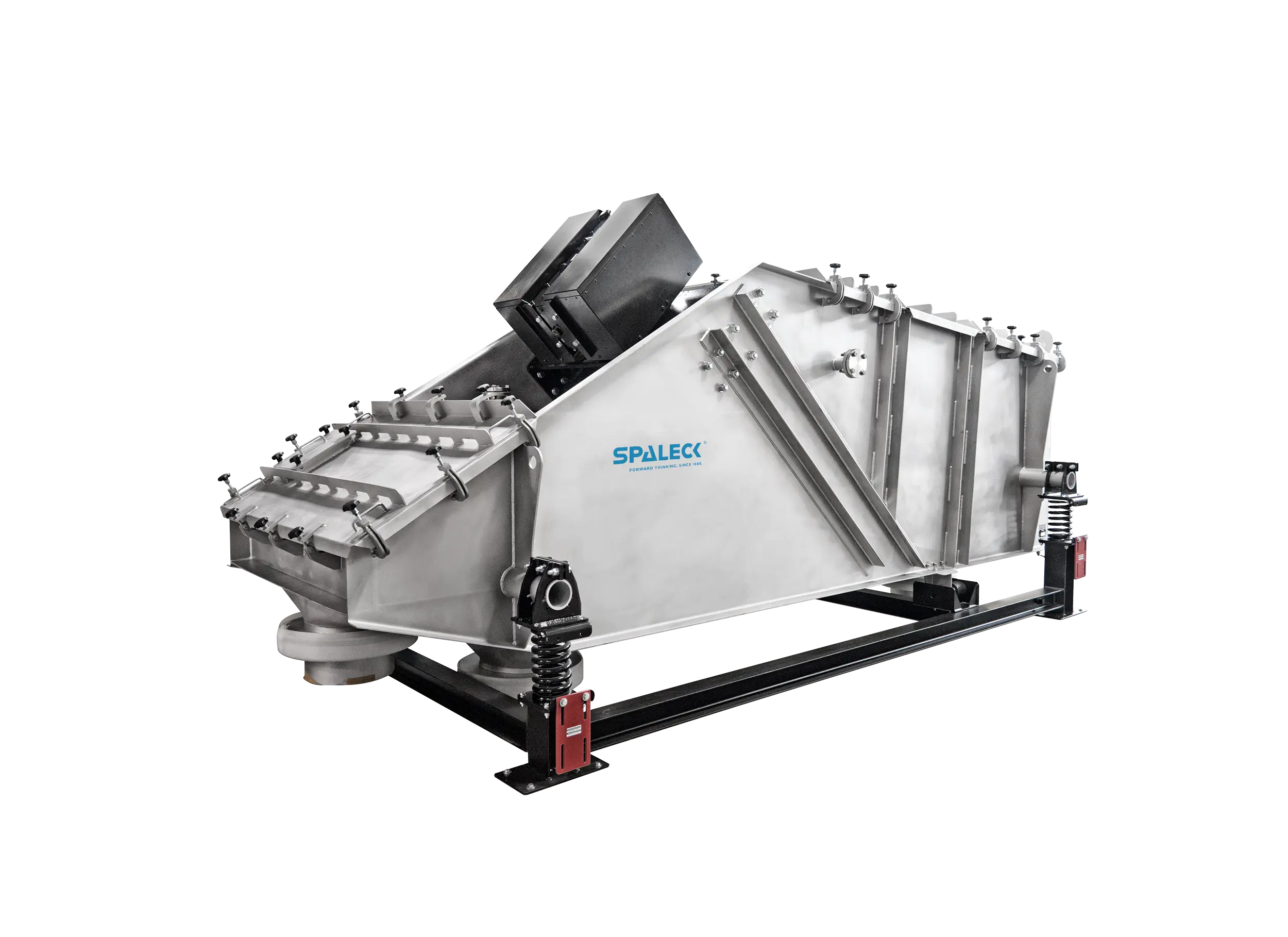 Screening machine for dewatering granules with integrated control screening