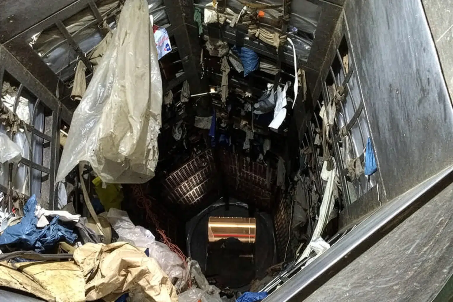 Interior view of a Drum screen with various materials.